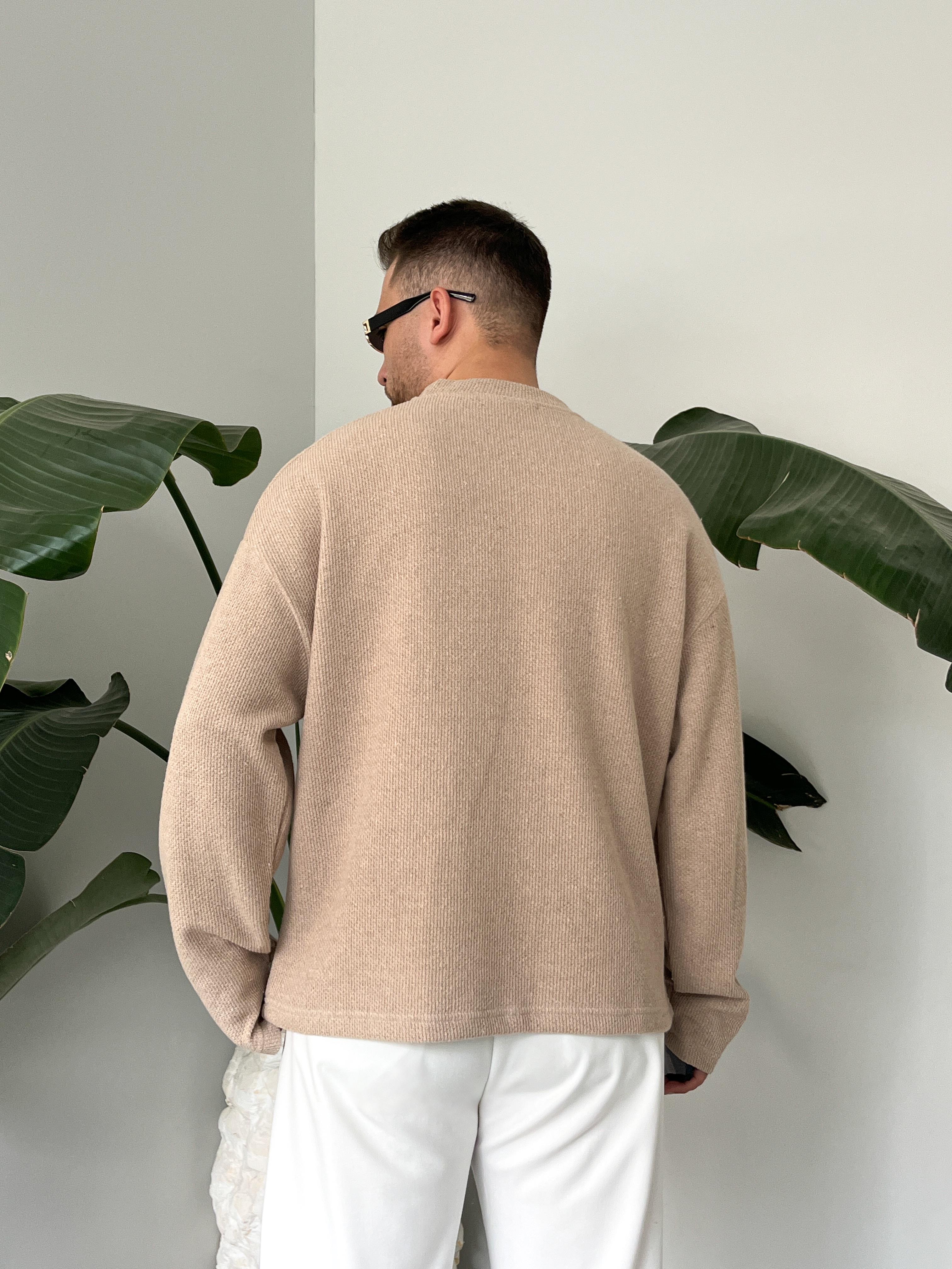Vizon Dokulu Örme Triko Sweatshirt