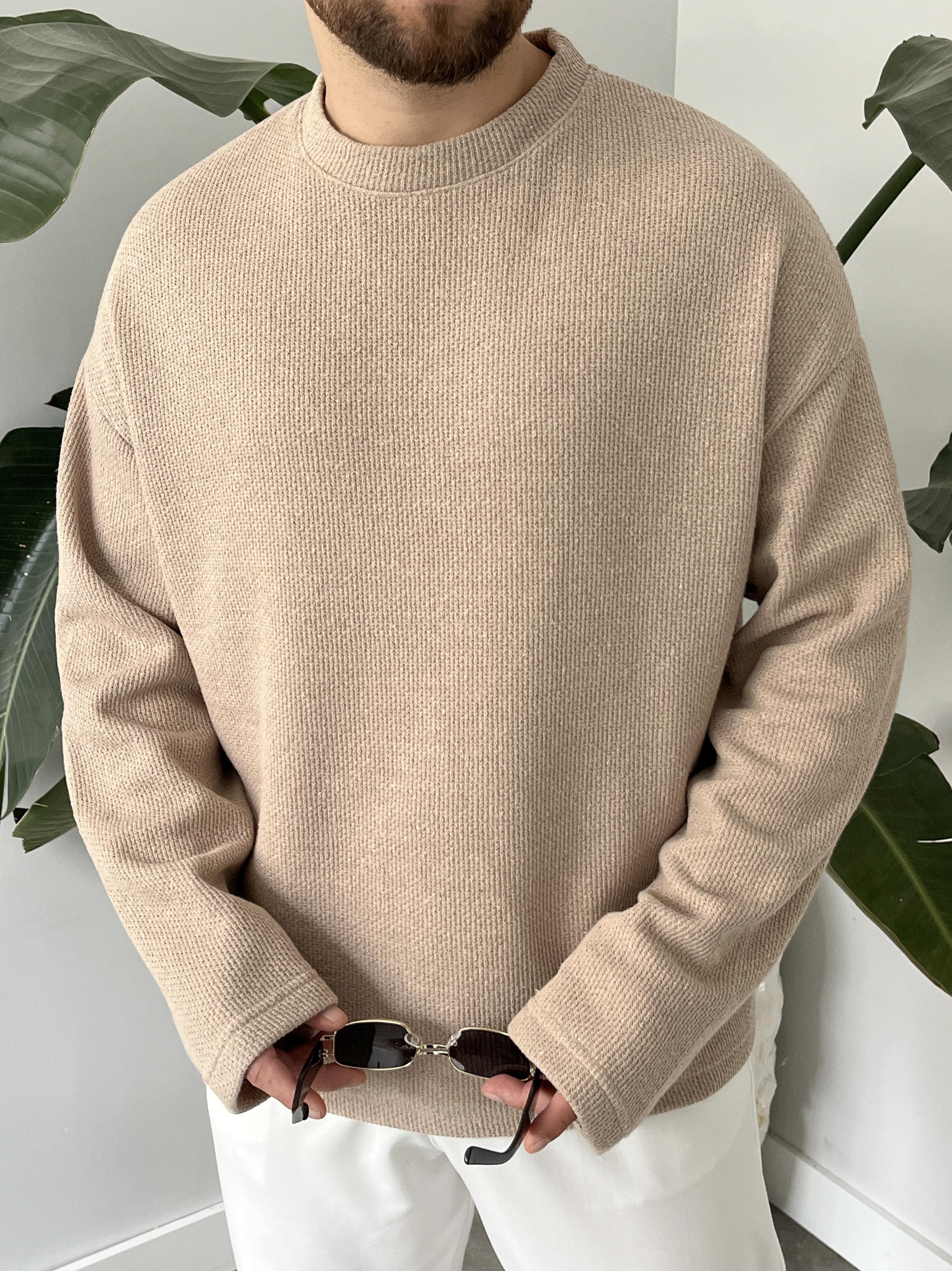 Vizon Dokulu Örme Triko Sweatshirt