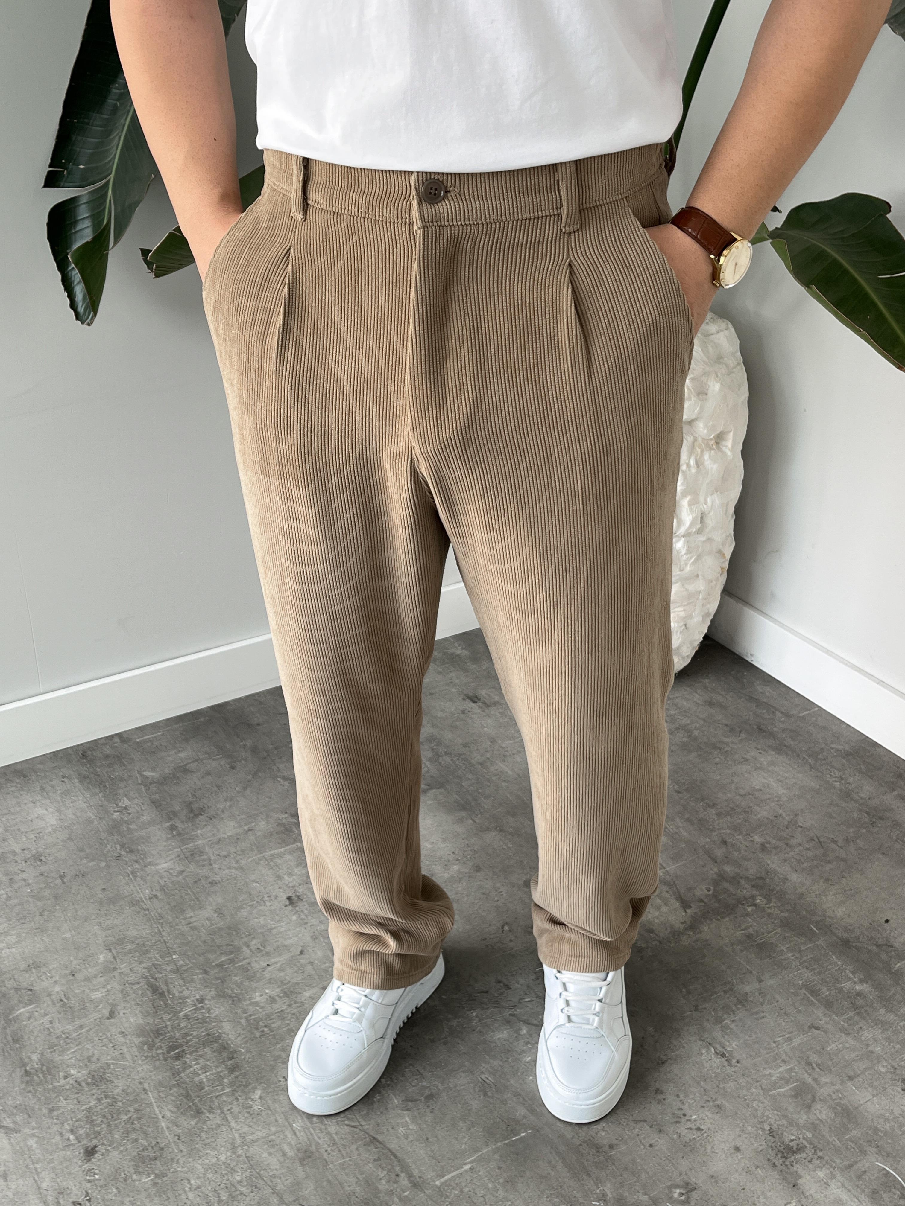 Vizon Fitilli Kadife Baggy Pantolon