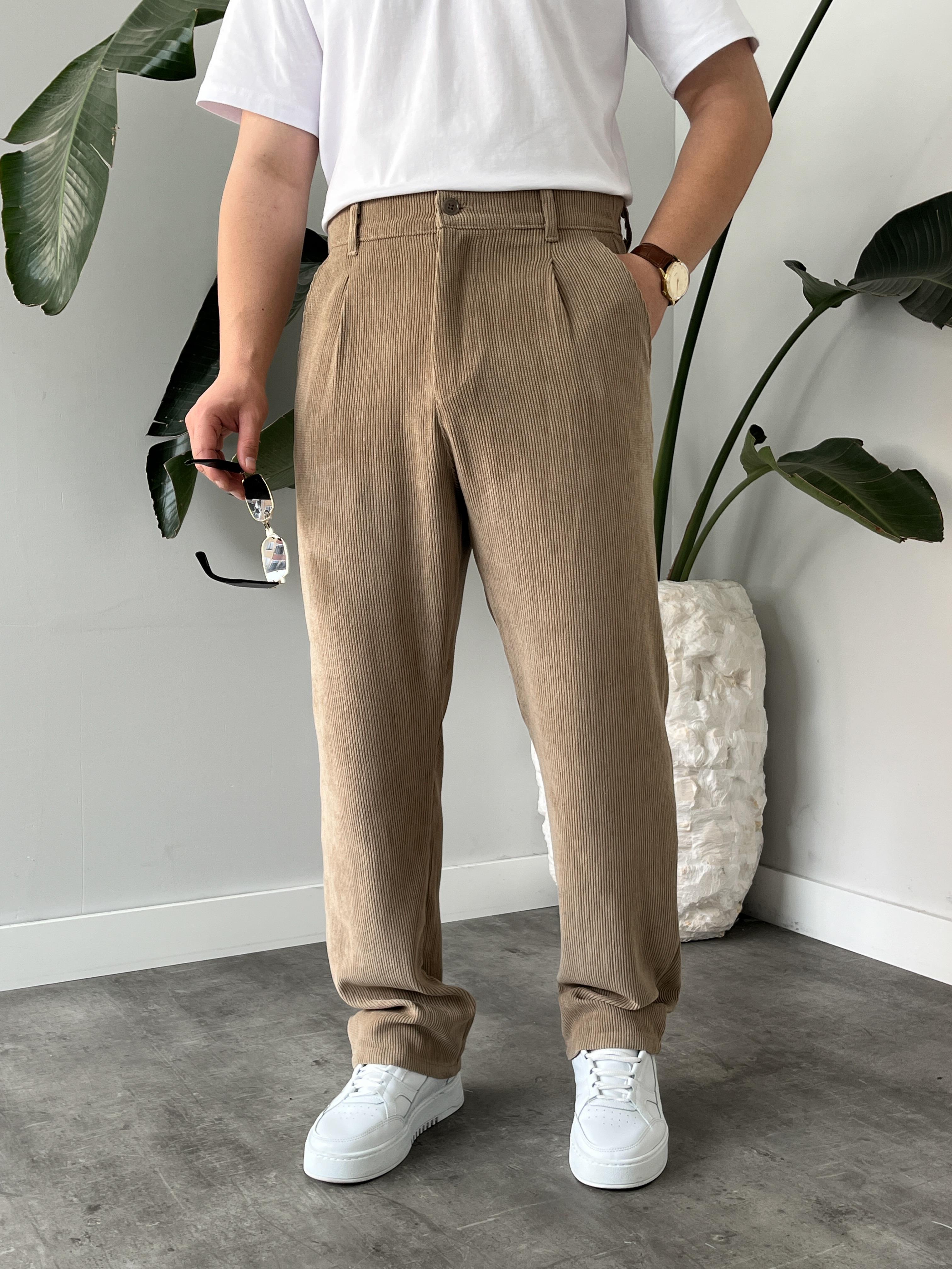 Vizon Fitilli Kadife Baggy Pantolon