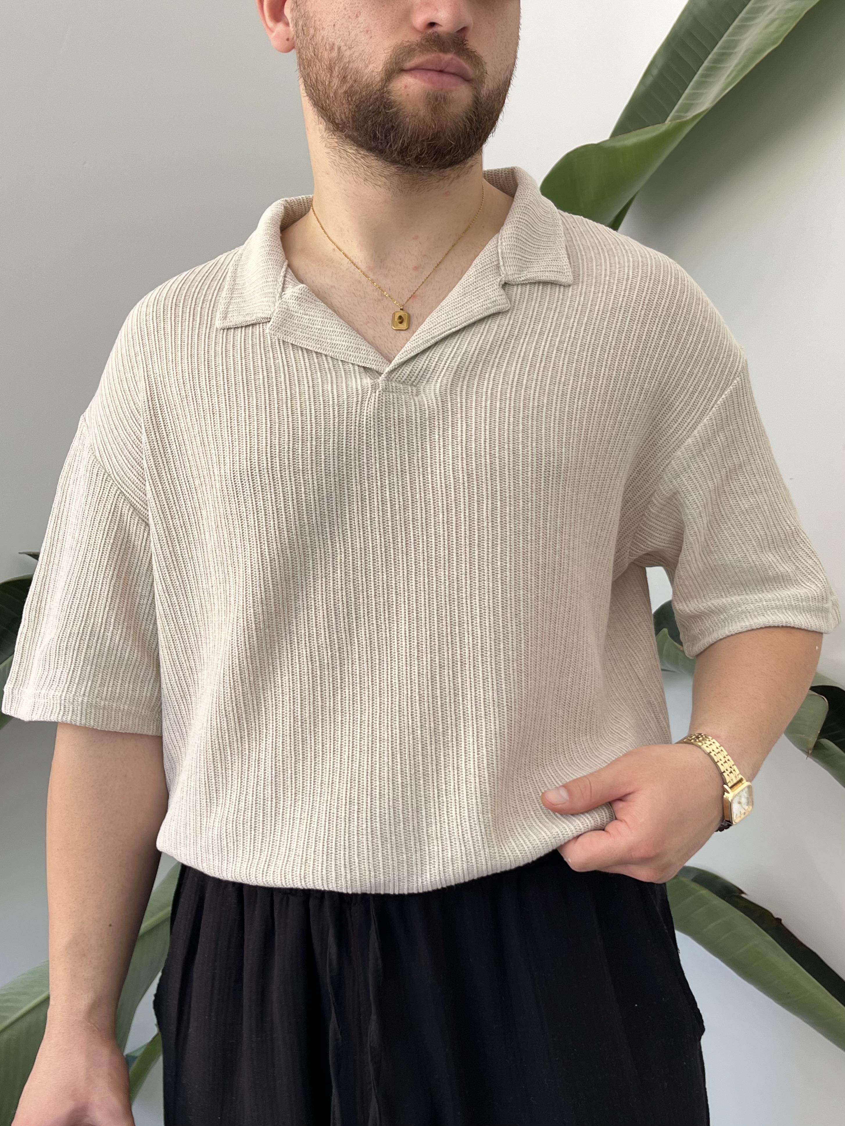 Vizon Polo Yaka Örme Triko T-shirt