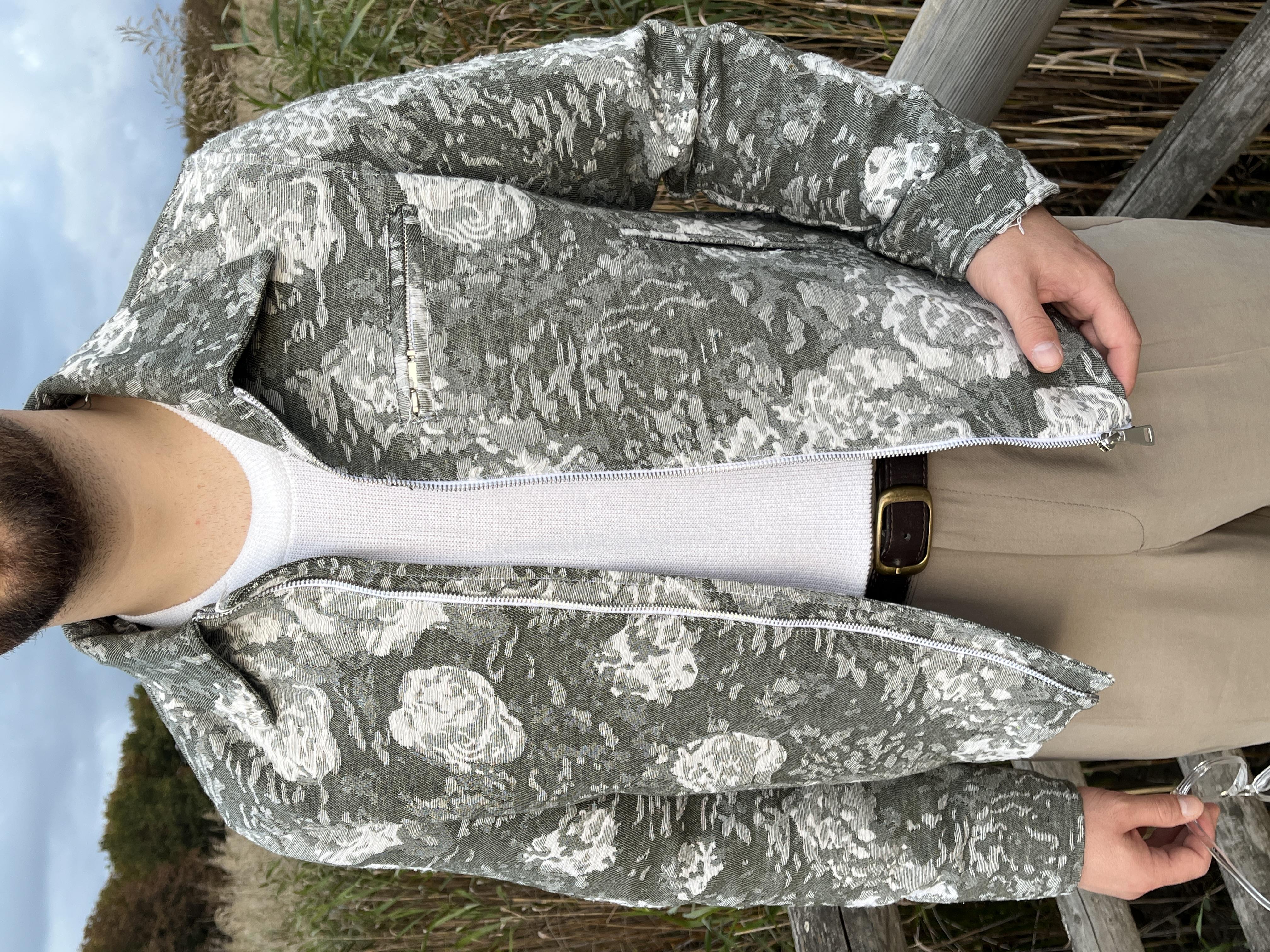 Yeşil Rose Pattern Boxy Fit Ceket