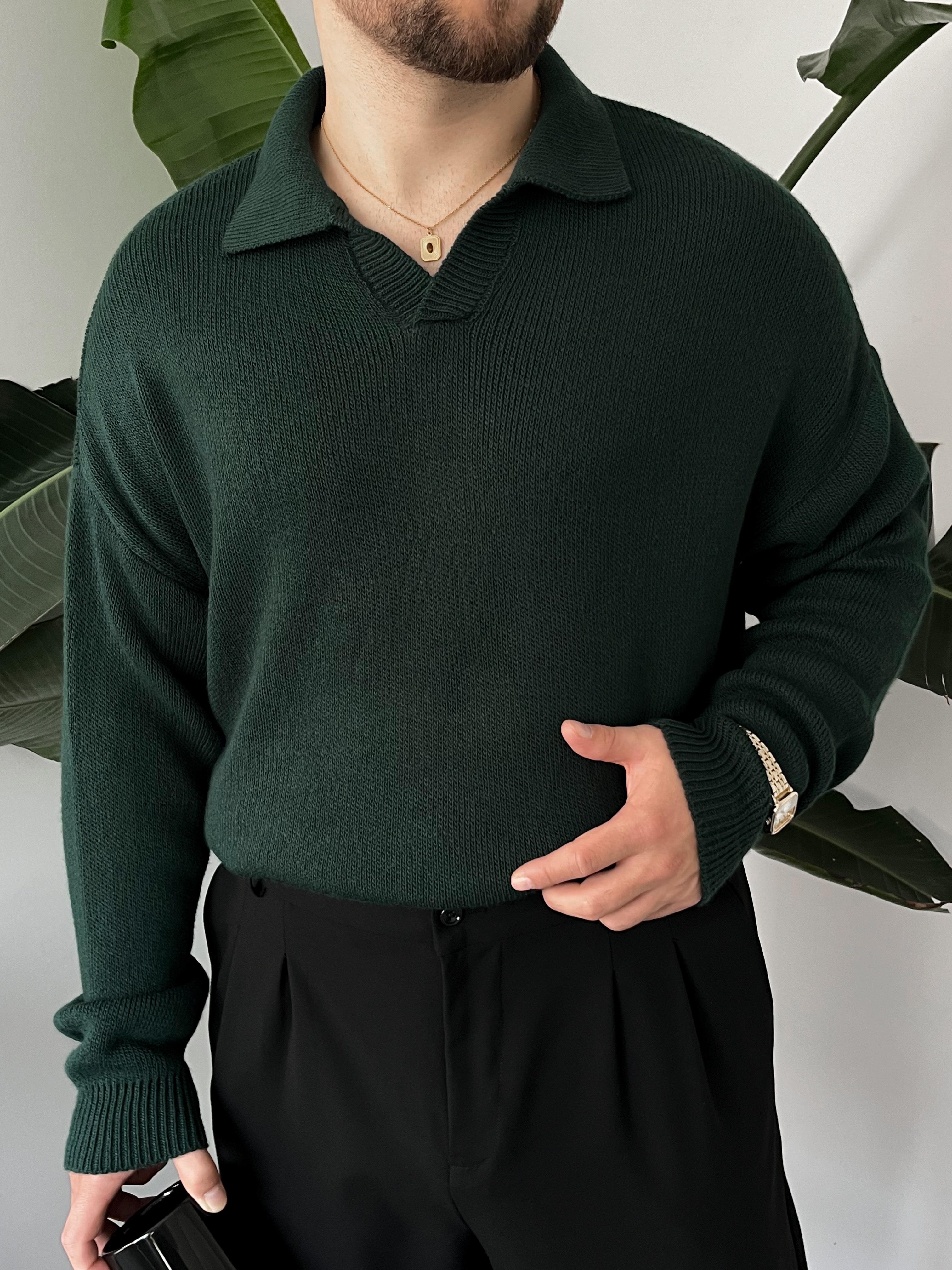 Zümrüt Casual Polo Yaka Kazak