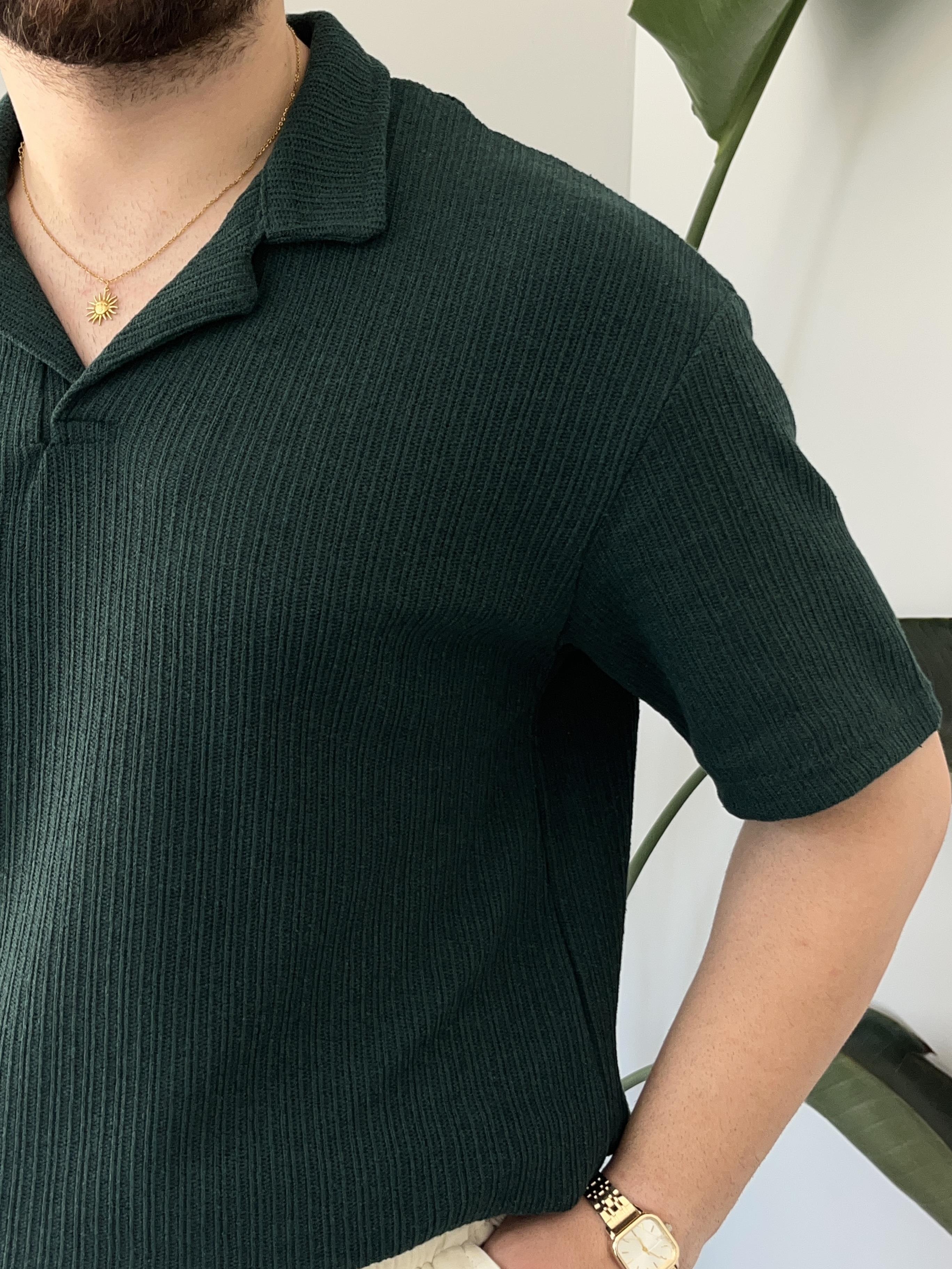 Zümrüt Polo Yaka Örme Triko T-shirt
