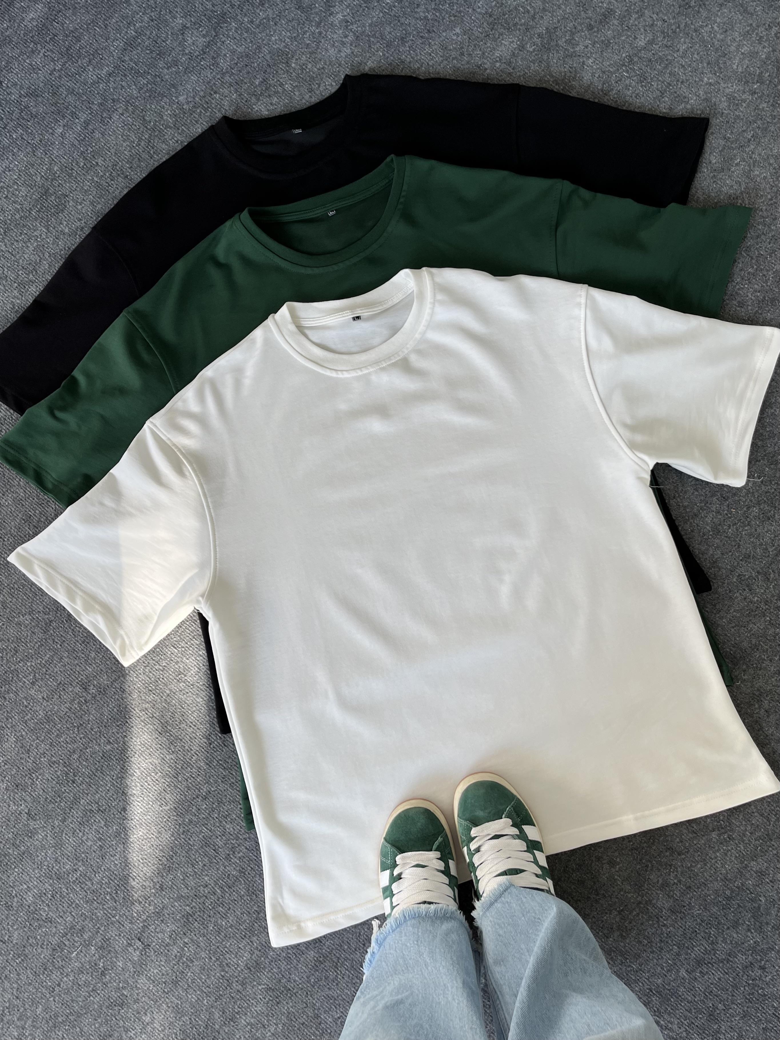 Zümrüt Yeşil Cotton Basic Oversize T-shirt