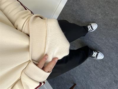 1962 Nakışlı Krem Üç İplik Şardonlu Sweatshirt