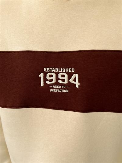 1994 Nakışlı Krem Üç İplik Şardonlu Sweatshirt