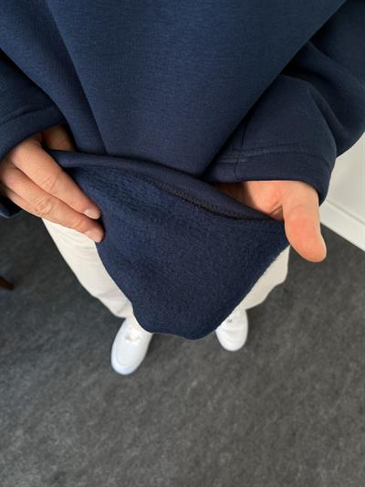 1994 Nakışlı Lacivert Üç İplik Şardonlu Sweatshirt