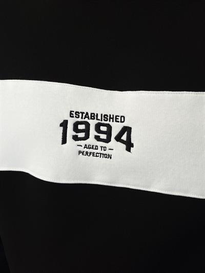 1994 Nakışlı Siyah Üç İplik Şardonlu Sweatshirt