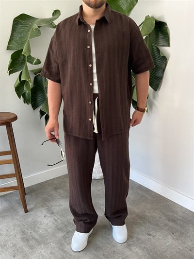 Acı Kahve Alaçatı Casual Desenli Oversize Takım
