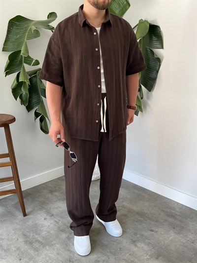 Acı Kahve Alaçatı Casual Desenli Oversize Takım