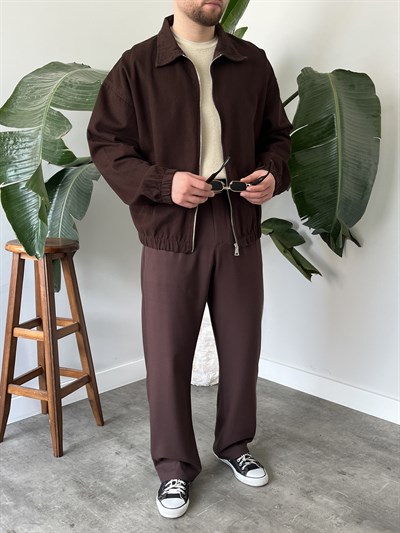 Acı Kahve Mevsimlik Oversize Bomber Ceket