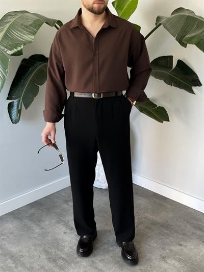 Acı Kahve Modal Basic Oversize Gömlek
