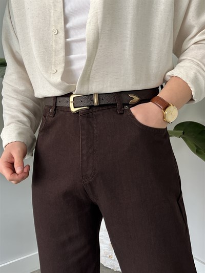 Acı Kahve Yıkamalı Baggy Jean