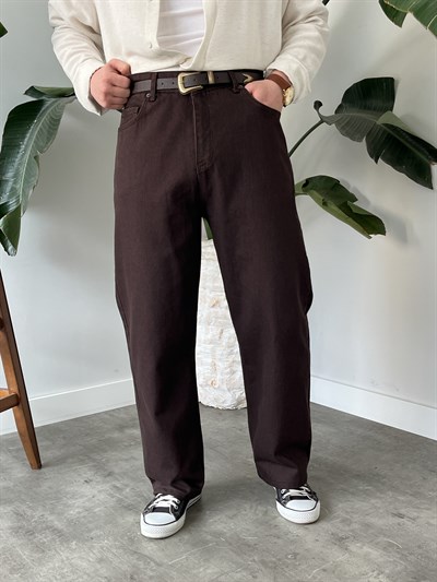 Acı Kahve Yıkamalı Baggy Jean