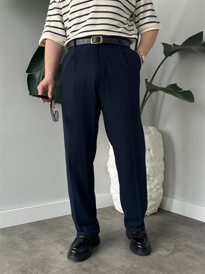 Alto Lacivert Ham Keten Baggy Pantolon
