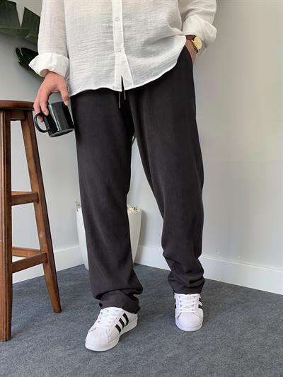 Antrasit Fitilli Baggy Pantolon