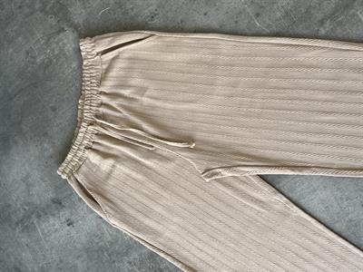 Bej Desenli Baggy Keten Pantolon