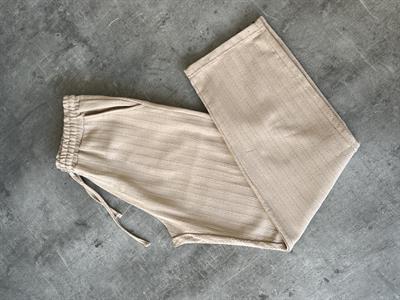 Bej Desenli Baggy Keten Pantolon