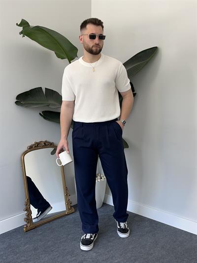 Beyaz Casual Örme Triko T-shirt
