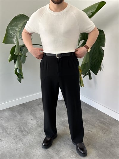 Beyaz Raglan Detay Basic Triko