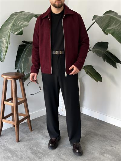 Bordo Kaşe Casual Ceket