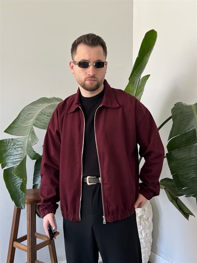 Bordo Mevsimlik Oversize Bomber Ceket
