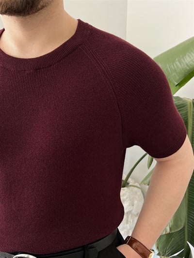 Bordo Raglan Detay Basic Triko