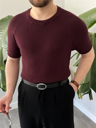 Bordo Raglan Detay Basic Triko