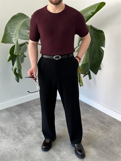 Bordo Raglan Detay Basic Triko