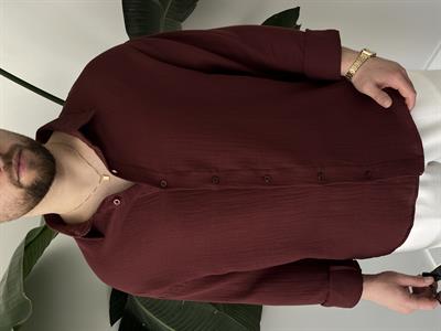 Bordo Soft Touch Oversize Gömlek