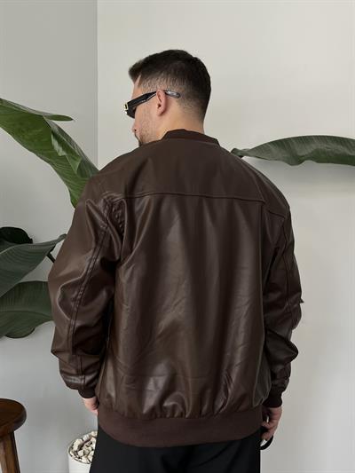 Bronzo Acı Kahve Bomber Deri Ceket