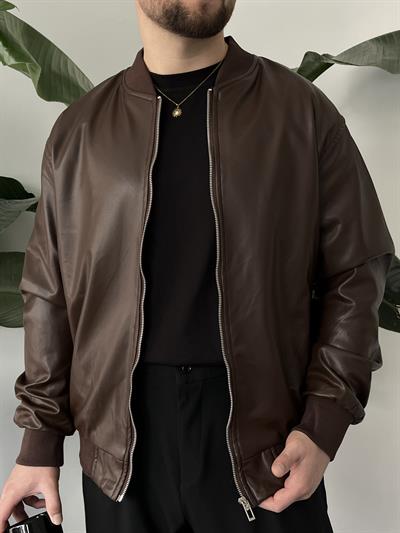 Bronzo Acı Kahve Bomber Deri Ceket