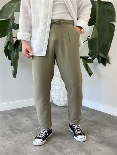 Çağla Duble Paça Keten Boyfriend Pantolon
