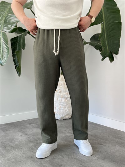 Çağla Halat Bağcık Detay Desenli Baggy Pantolon