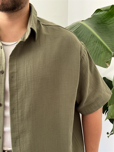 Çağla Müslin Kısa Kollu Oversize Gömlek