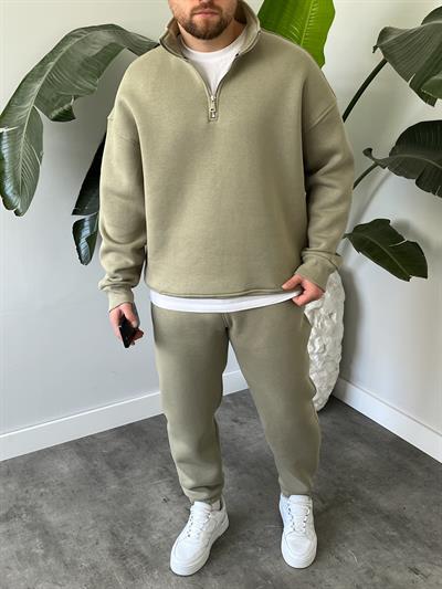 Çağla Yarım Fermuarlı Oversize Eşofman Takımı