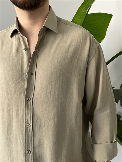 Çağla Yıkamalı Tensel Oversize Gömlek