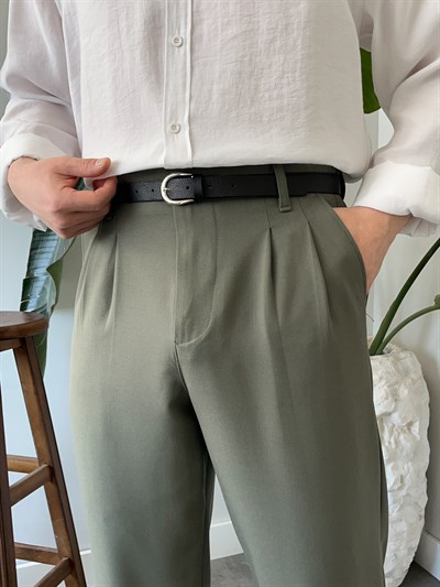 Classic Çağla Yeşili Baggy Kumaş Pantolon