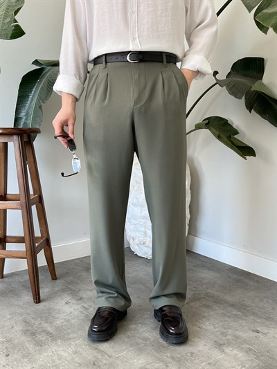 Classic Çağla Yeşili Baggy Kumaş Pantolon