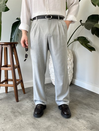 Classic Gri Baggy Kumaş Pantolon