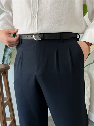 Classic Lacivert Baggy Kumaş Pantolon