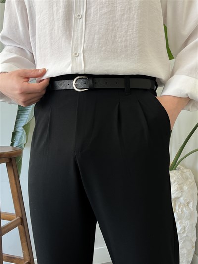 Classic Siyah Baggy Kumaş Pantolon