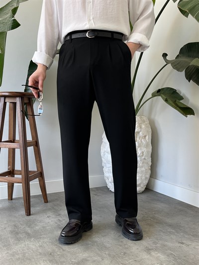 Classic Siyah Baggy Kumaş Pantolon