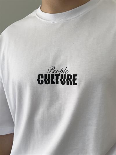 Culture Baskılı Beyaz Oversize T-shirt