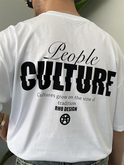 Culture Baskılı Beyaz Oversize T-shirt
