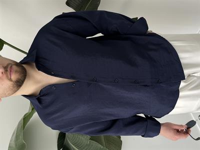 Dante Lacivert Modal Kumaş Oversize Gömlek