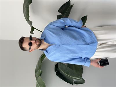 Dante Mavi Modal Kumaş Oversize Gömlek