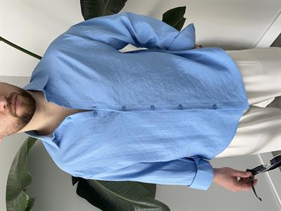 Dante Mavi Modal Kumaş Oversize Gömlek