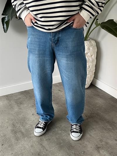 Drift Taşlamalı Blue Baggy Jean